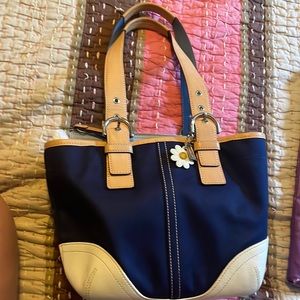 Canvas and leather coach boat tote Y2K Vintage